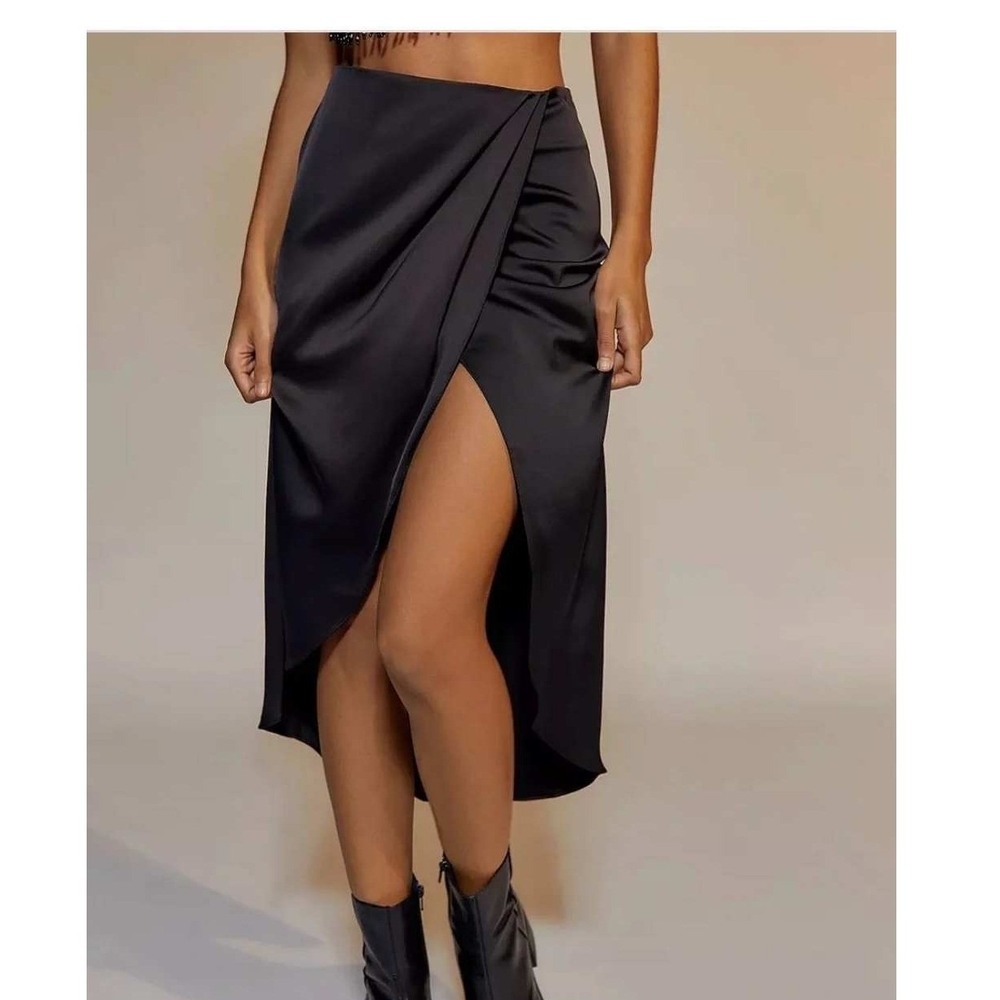 URBAN OUTFITTERS Kelly Tulip Wrap Midi Slip Skirt XS Closet Staple Cocktail Date